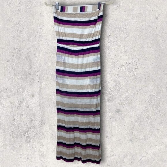 Splendid Strapless Striped Maxi Dress Very‎ Berry Size XS Horizon USA Made Boho - Picture 12 of 13
